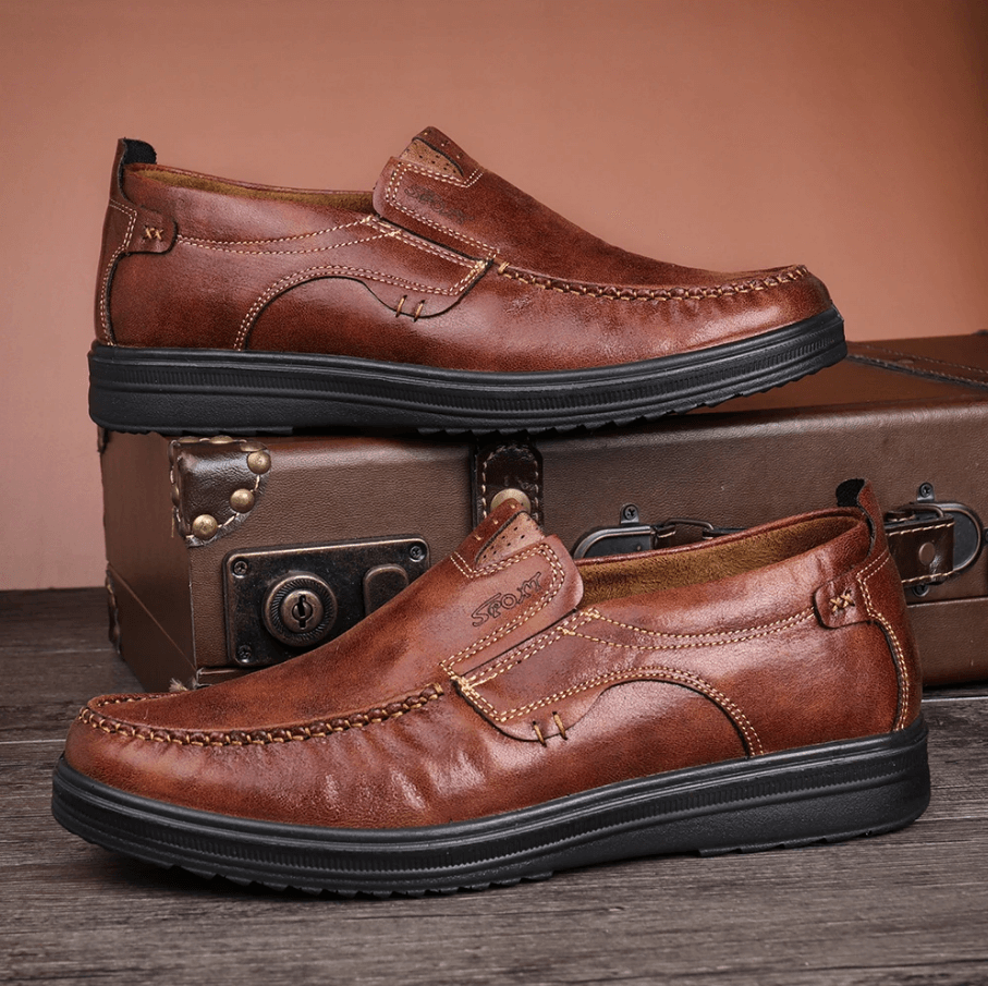 Men's Premium Leather Lightweight Comfy Casual Slip-on Loafers