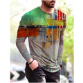 Men's Art Print Long Sleeve Casual T-Shirt