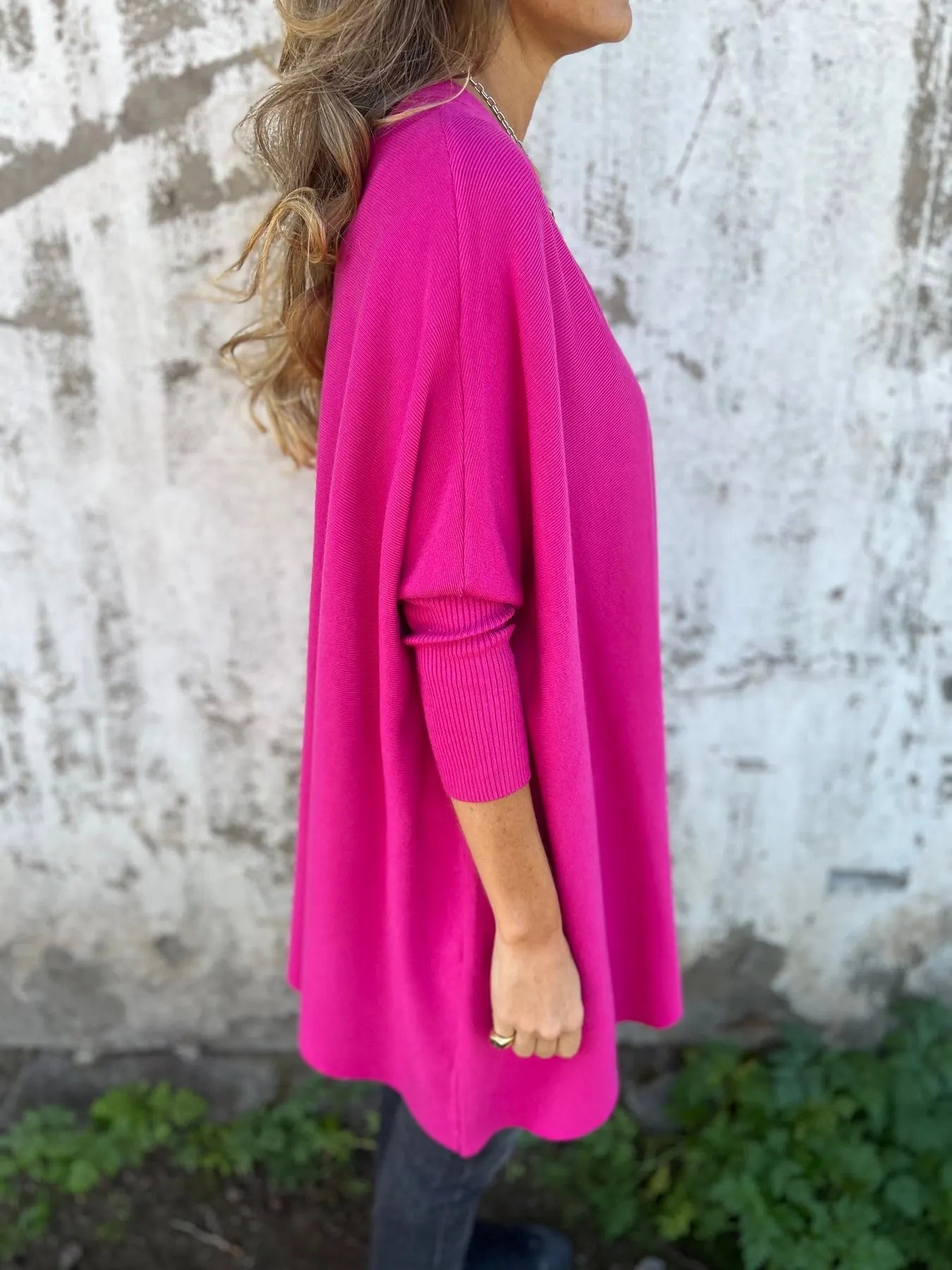 Knitted Loose Bat Top