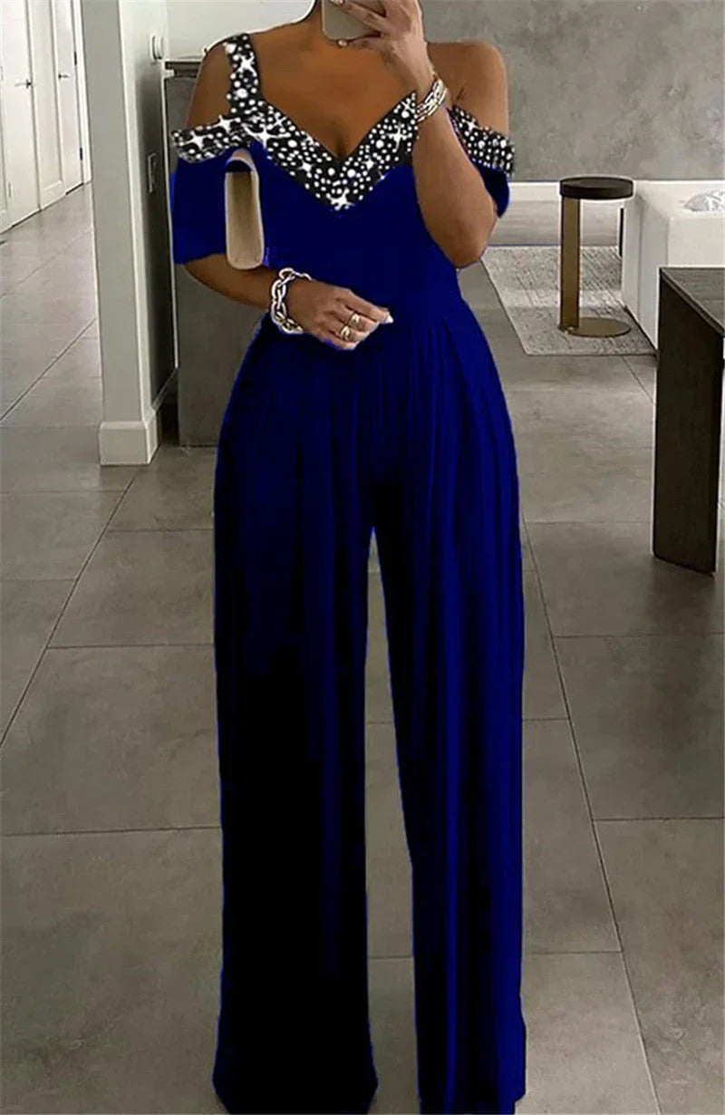 narrow waist jumpsuit with wide legs