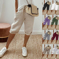 Women's Elastic Waist Casual Pants with Flap Pockets