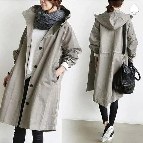 Women's Loose Fit Waterproof Trench Jacket
