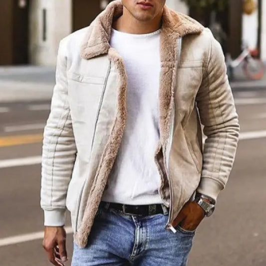 Mens matte velvet plain composite leather jacket