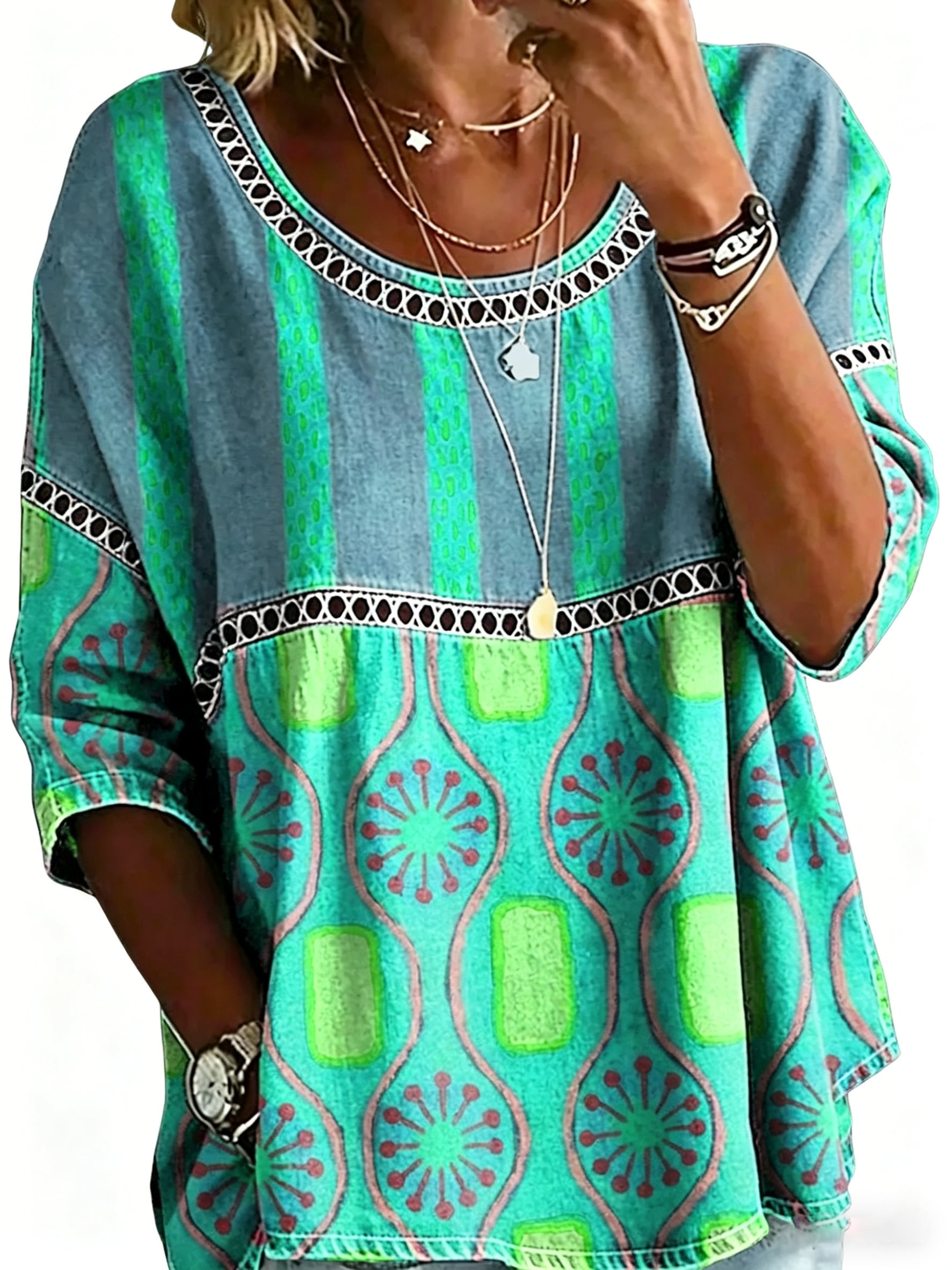 Abstract Print Linen Top | Women's Casual Loose Blouse