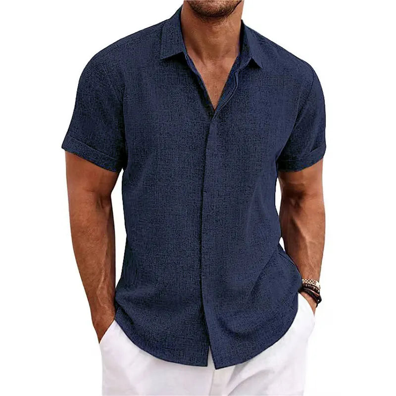 Short-sleeved Cotton Linen Shirt