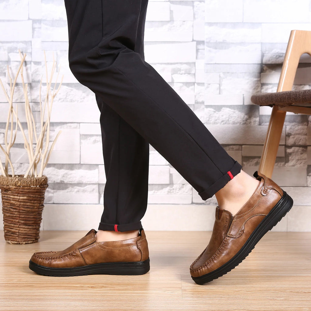 Men's Premium Leather Lightweight Comfy Casual Slip-on Loafers