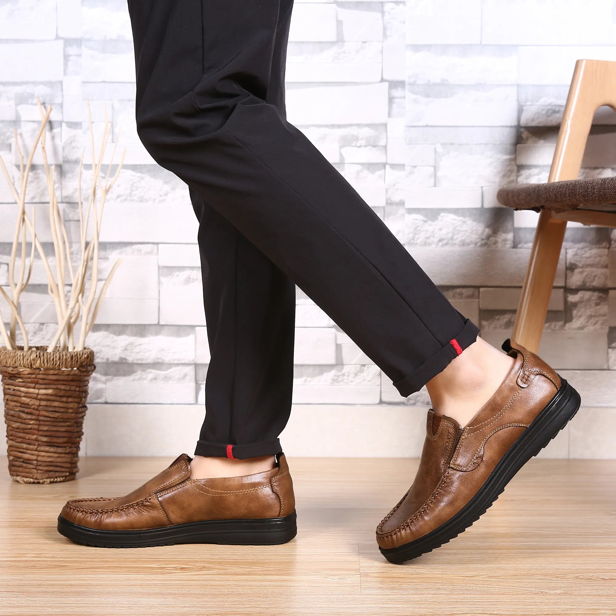 Men's Premium Leather Lightweight Comfy Casual Slip-on Loafers