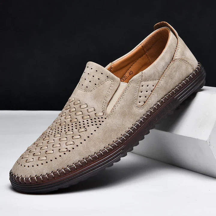 Men's genuine leather lightweight breathable casual orthopedic loafers