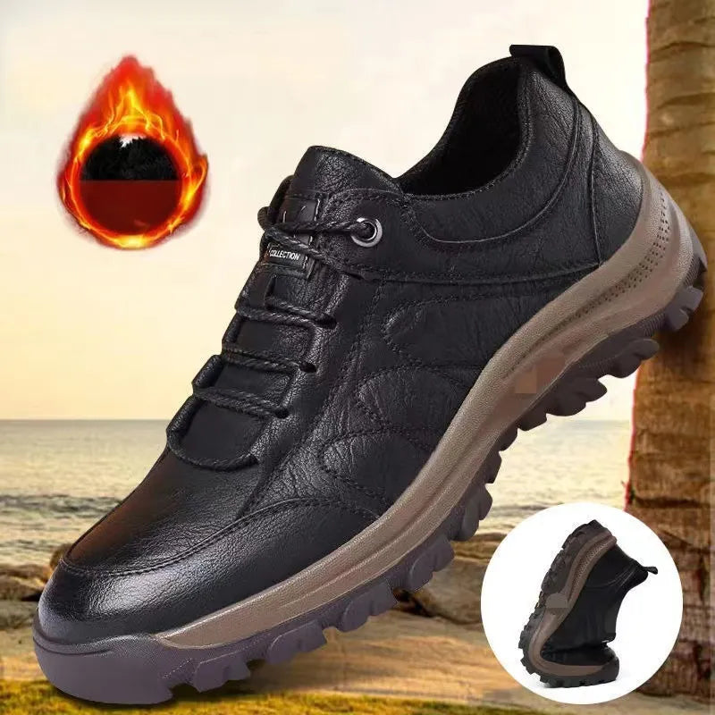 Men's non-slip outdoor leather British casual hiking shoes - Relieve Foot Pain