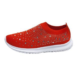 Women's Rhinestone Breathable Fly-Woven Mesh Plus Size Sneakers