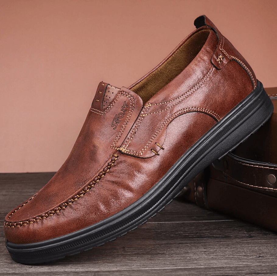 Men's Premium Leather Lightweight Comfy Casual Slip-on Loafers