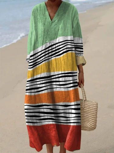 Women's Abstract Pattern Art Print Cotton Dress