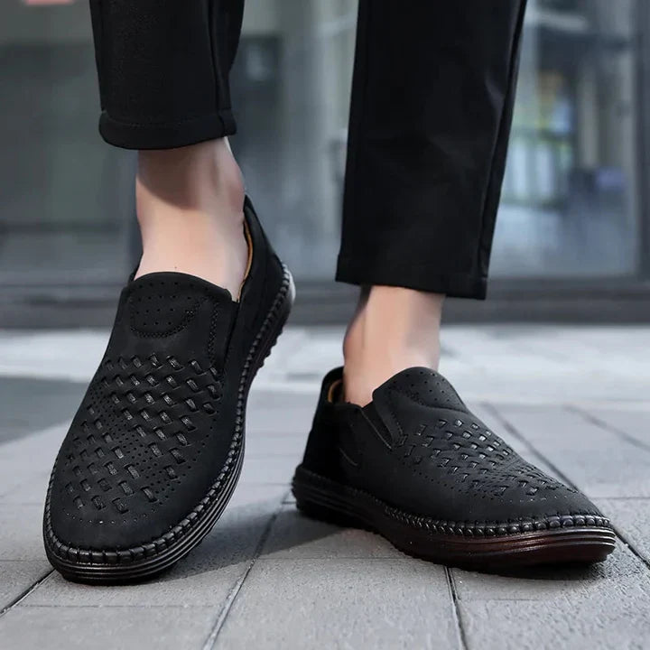 Men's genuine leather lightweight breathable casual orthopedic loafers
