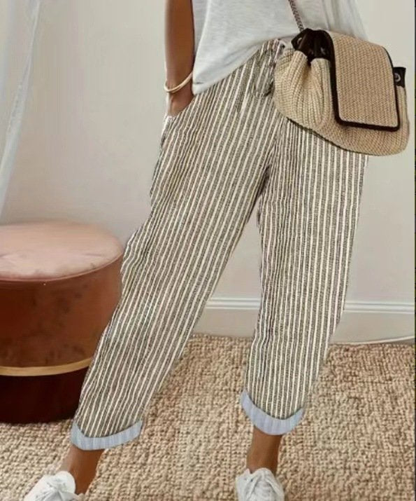 Women's vertical striped trousers