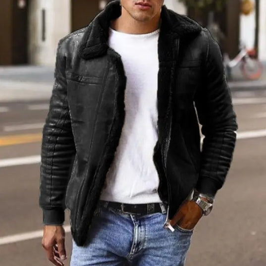 Mens matte velvet plain composite leather jacket