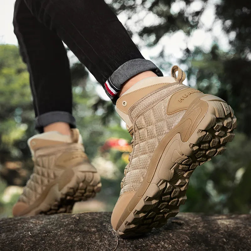 MEN'S HIGH TOP MILITARY BOOTS COMFORTABLE OUTDOOR HIKING SHOES