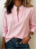 Today 50% Off🔥Women’s Classic Gingham Split V-Neck Blouse