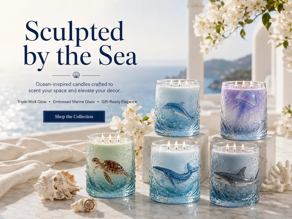Ocean-inspired scented candles—crafted for moments of serenity