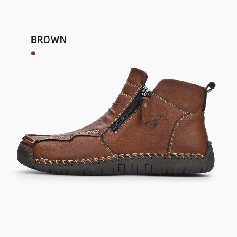 Men's Hand-sewn Cowhide Boots Comfortable Waterproof And Non-slip