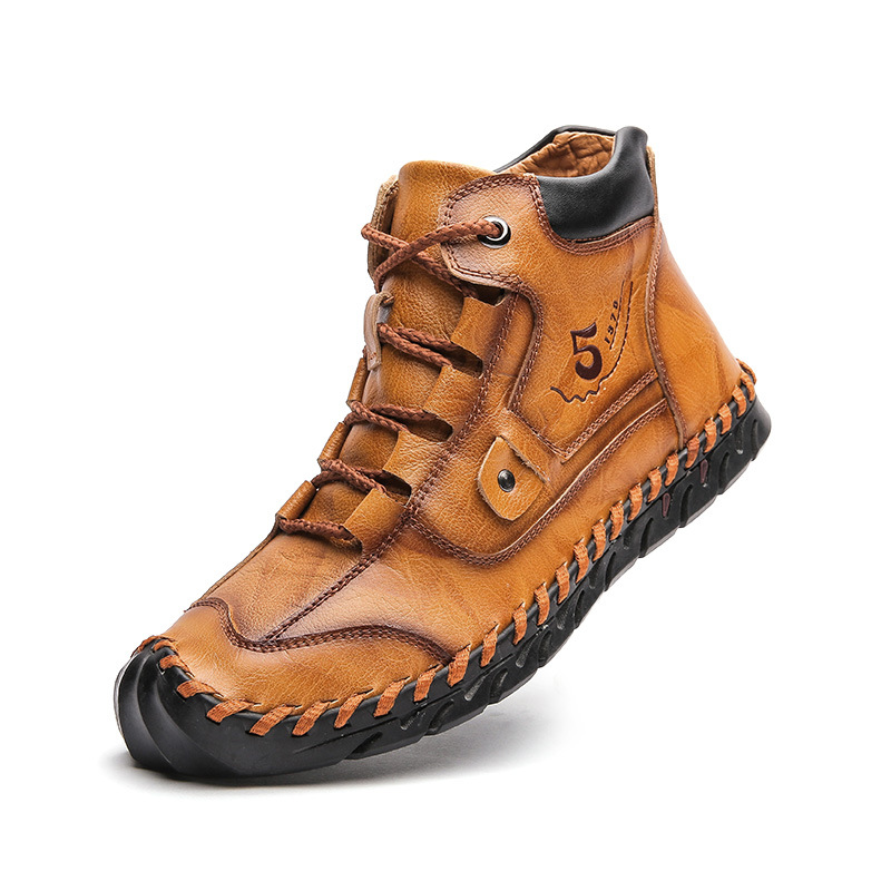Men's Retro Soft Handmade Mid-cut Tooling Boots Outdoor Shoes
