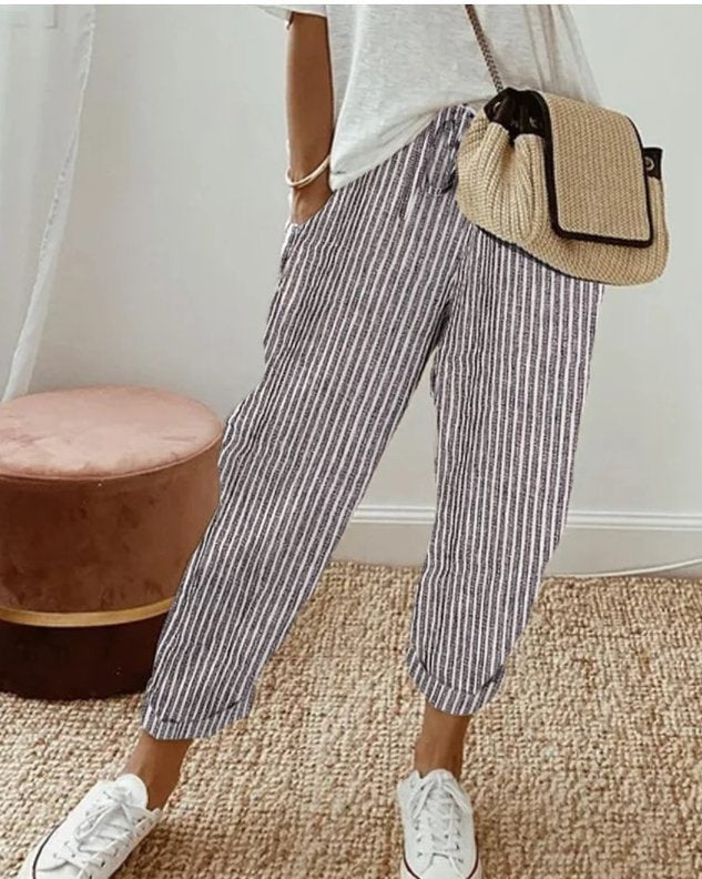 Women's vertical striped trousers
