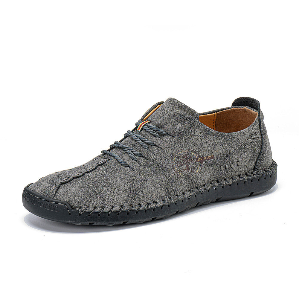 Casual Men's Shoes Large Size Hand-sewn Peas Shoes Business Retro Soft Sole Men's Shoes