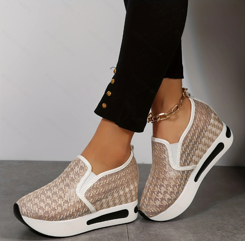 Floral Embroidery Breathable Sheer Mesh Sneakers