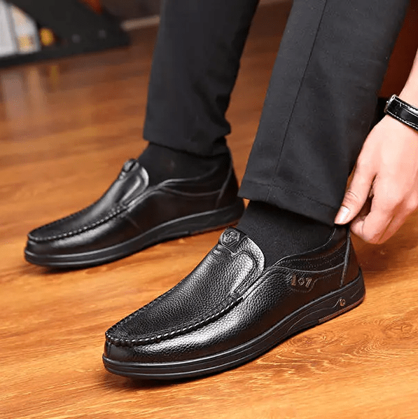 Men's Genuine Leather Soft Insole Casual Business Slip On Loafers