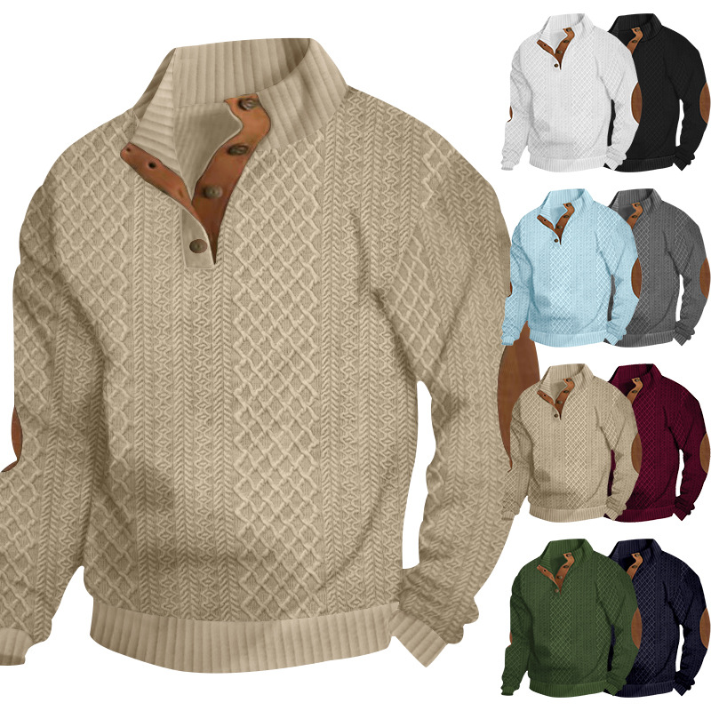 Mens Corduroy Sweatshirts Casual Fashion Long Sleeve Stand Collar Henley Shirt Loose Vintage Fall Pullover Streetwear