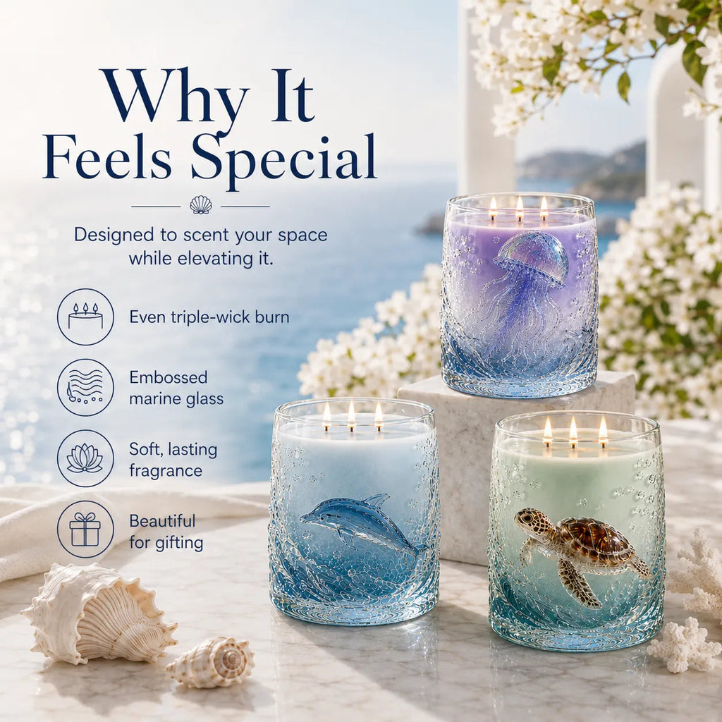 Ocean-inspired scented candles—crafted for moments of serenity