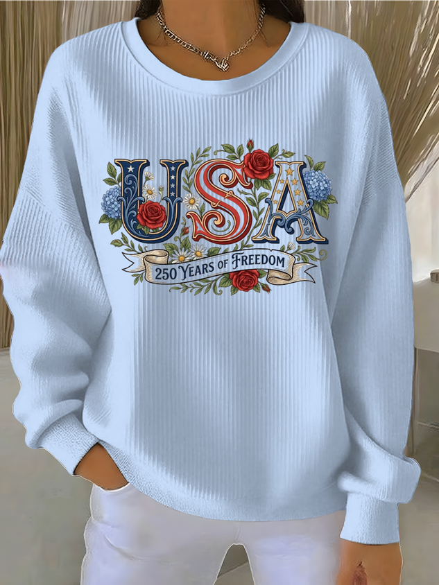 Loose Others Text Letters Casual Sweatshirt