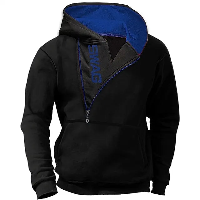 Men's Quarter Zip Hoodie Wine Red Royal Blue Blue Light Grey Hooded Letter Graphic Prints Print Sports & Outdoor Daily Sports Hot Stamping Designer Basic Casual Spring &  Fall Clothing Apparel Hoodies