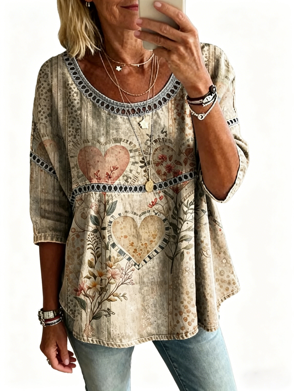 Abstract Print Linen Top | Women's Casual Loose Blouse