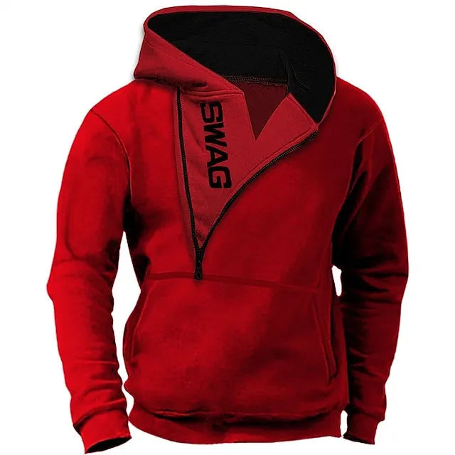 Men's Quarter Zip Hoodie Wine Red Royal Blue Blue Light Grey Hooded Letter Graphic Prints Print Sports & Outdoor Daily Sports Hot Stamping Designer Basic Casual Spring &  Fall Clothing Apparel Hoodies