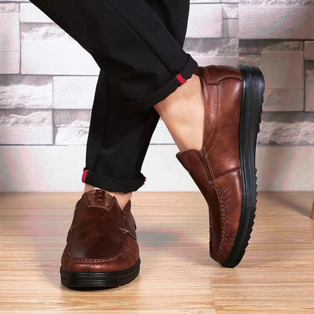 Men's Premium Leather Lightweight Comfy Casual Slip-on Loafers