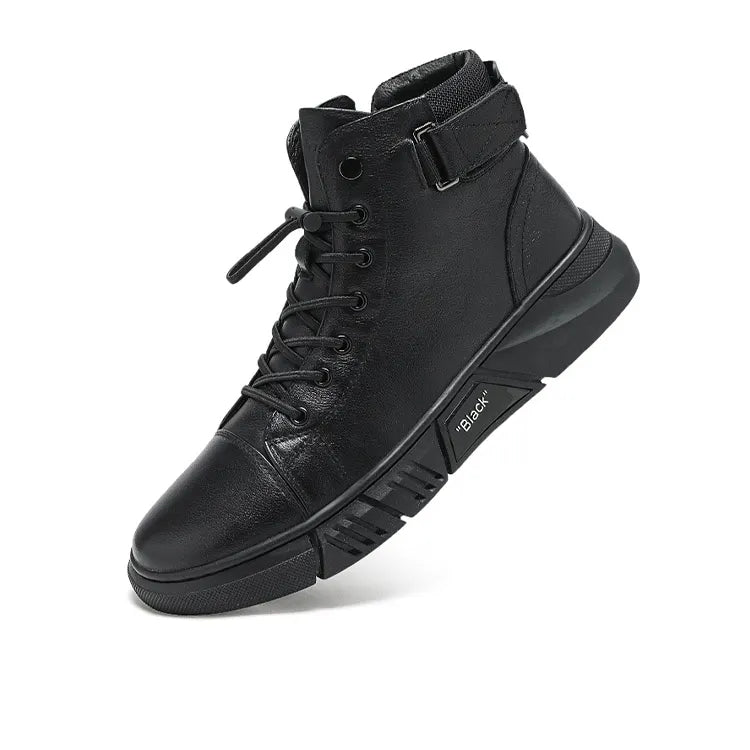 Men's Black Leather Solid Chelsea Boots