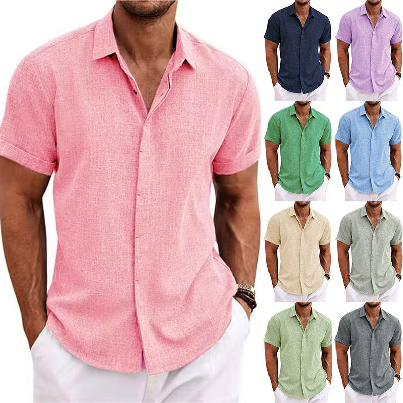 Short-sleeved Cotton Linen Shirt