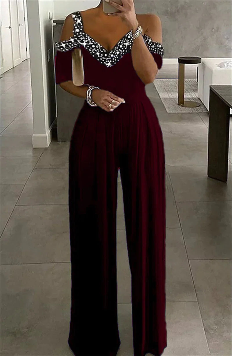 narrow waist jumpsuit with wide legs