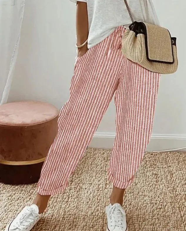 Women's vertical striped trousers