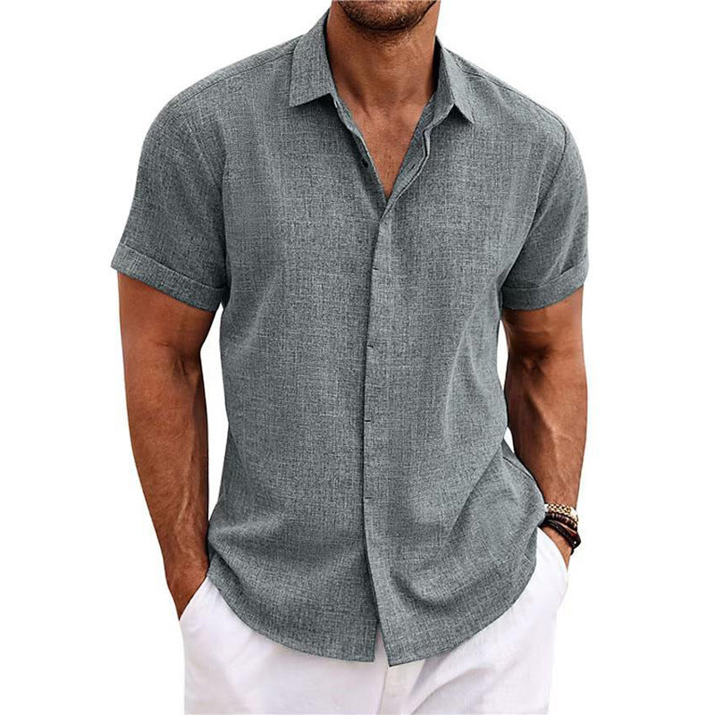 Short-sleeved Cotton Linen Shirt