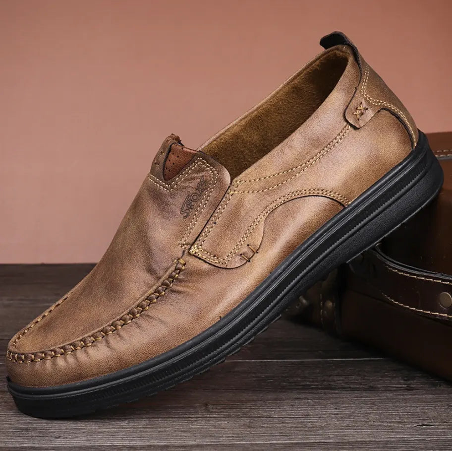 Men's Premium Leather Lightweight Comfy Casual Slip-on Loafers