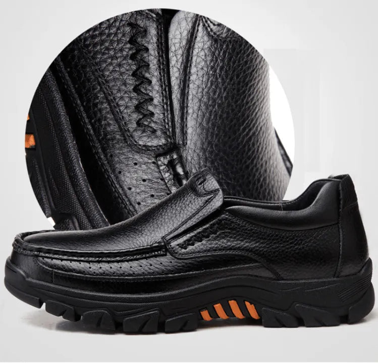 Mens Waterproof Non Slip Soft Insole Genuine Leather Shoes