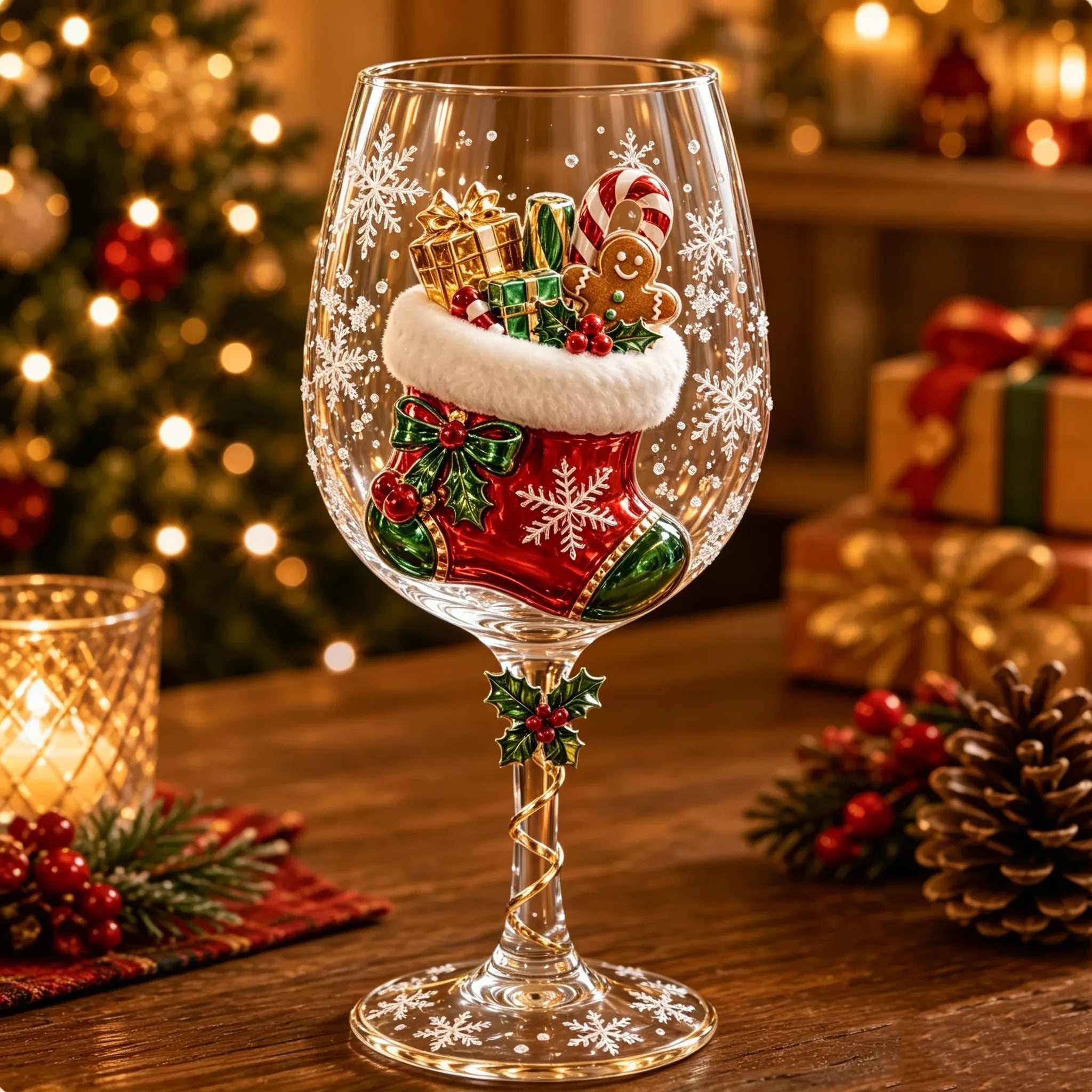 Christmas 3D Wine Glass Collection Gift Box Set