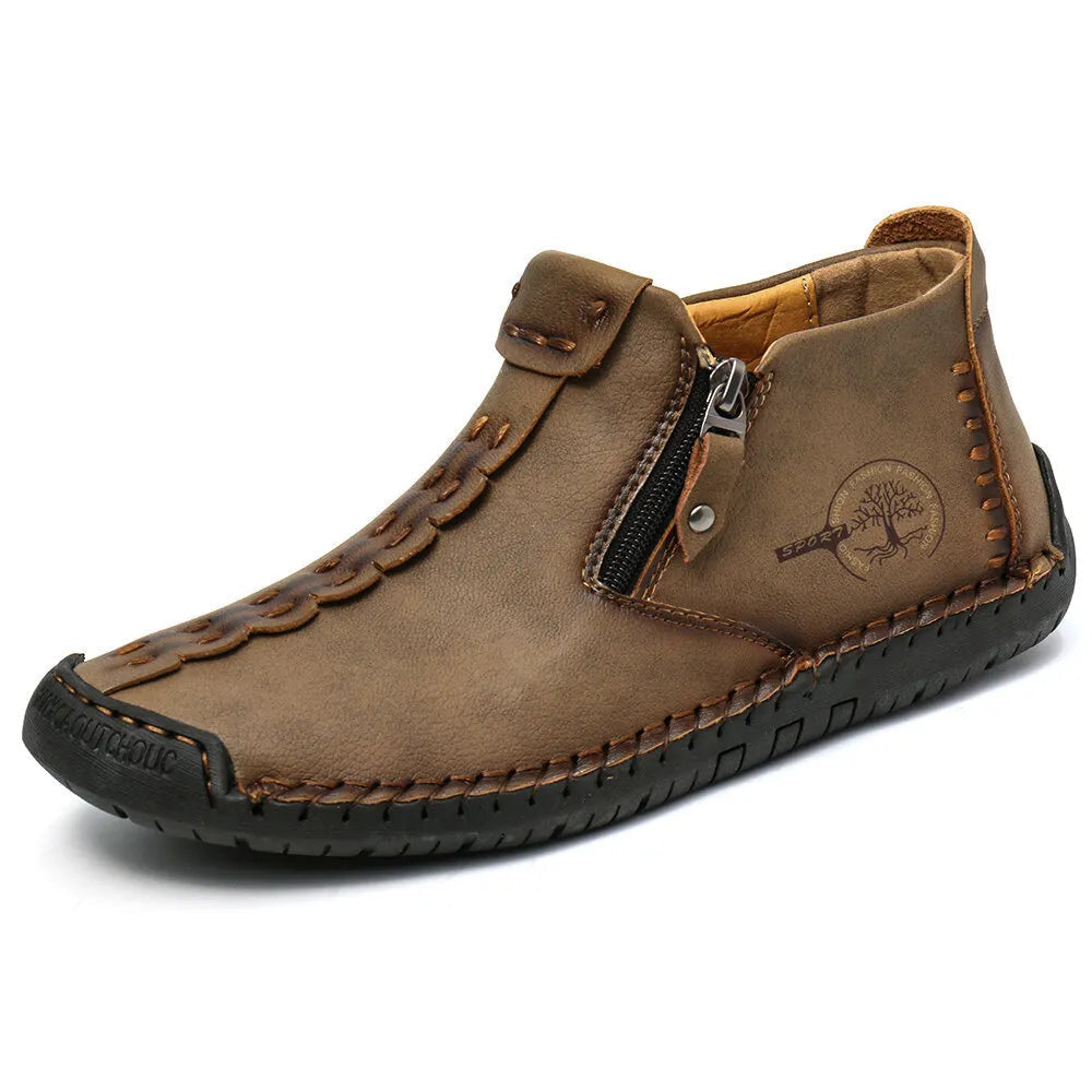 Autumn And Winter New Style Large Size Men's Shoes, Outdoor Casual Men's Tooling Boots, Hand-sewn Sets Of Foot Mid-cut Leather Boots