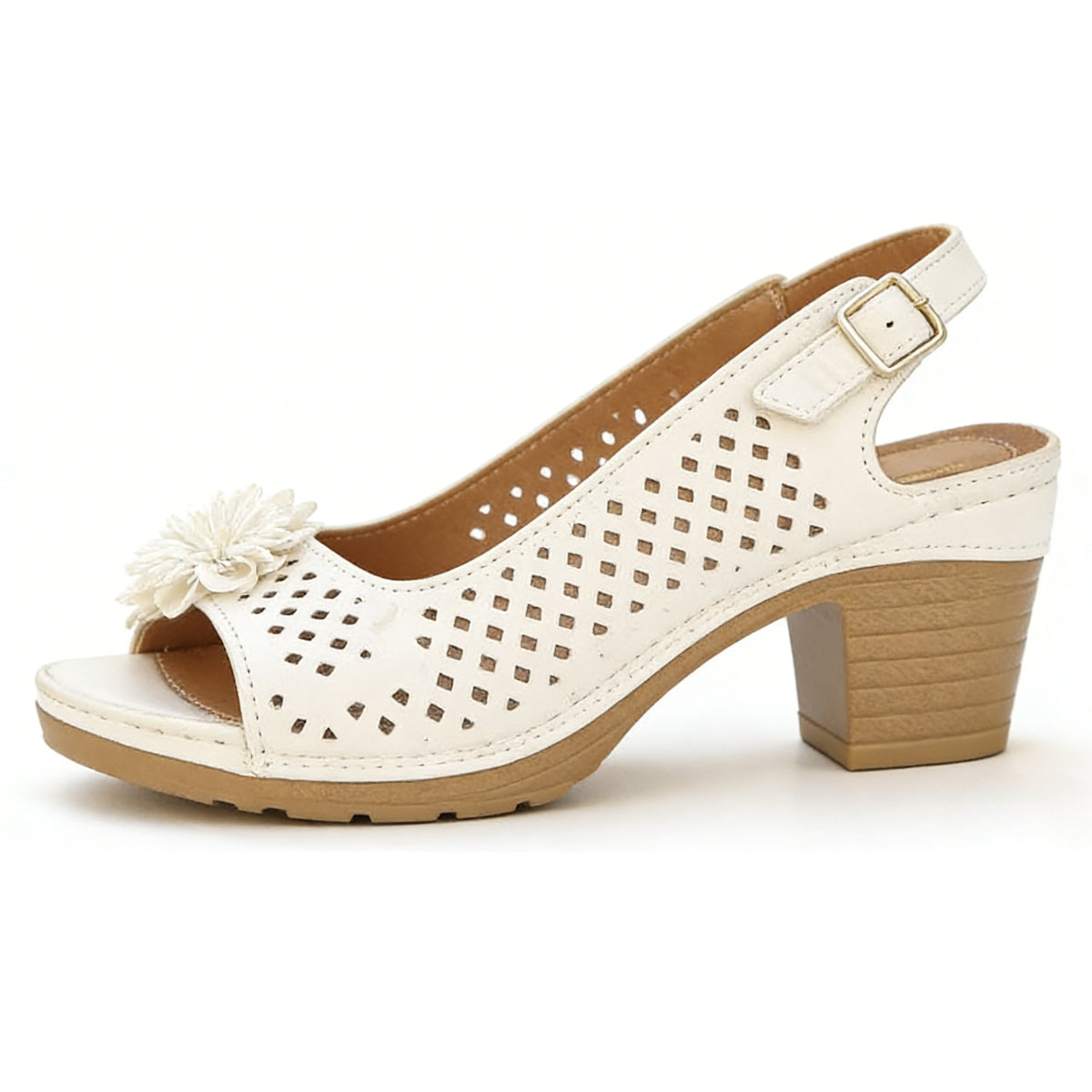 Women's Perforated Block Heel Sandals