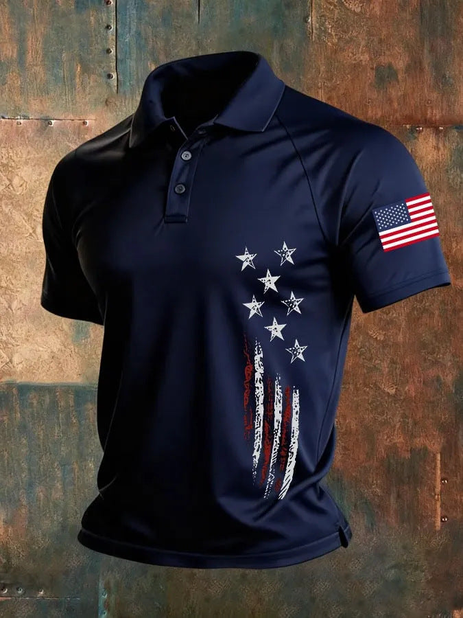 Men's American 250th Anniversary Print Casual Polo Shirt