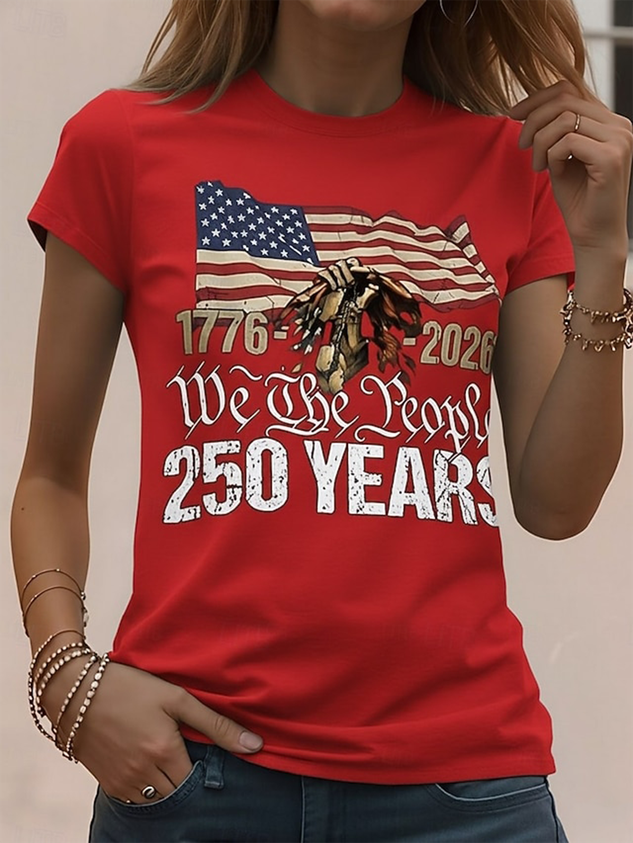 Independence Day Patriotic V-neck Long-sleeved Women's T-shirt