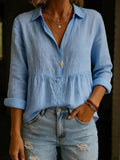 Women's Casual Loose Cotton-Linen Pullover Shirt