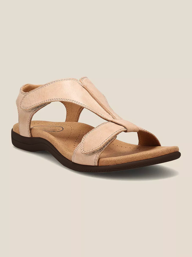 Women's Adjustable Leather Retro Solid Color Casual Portable Sandals