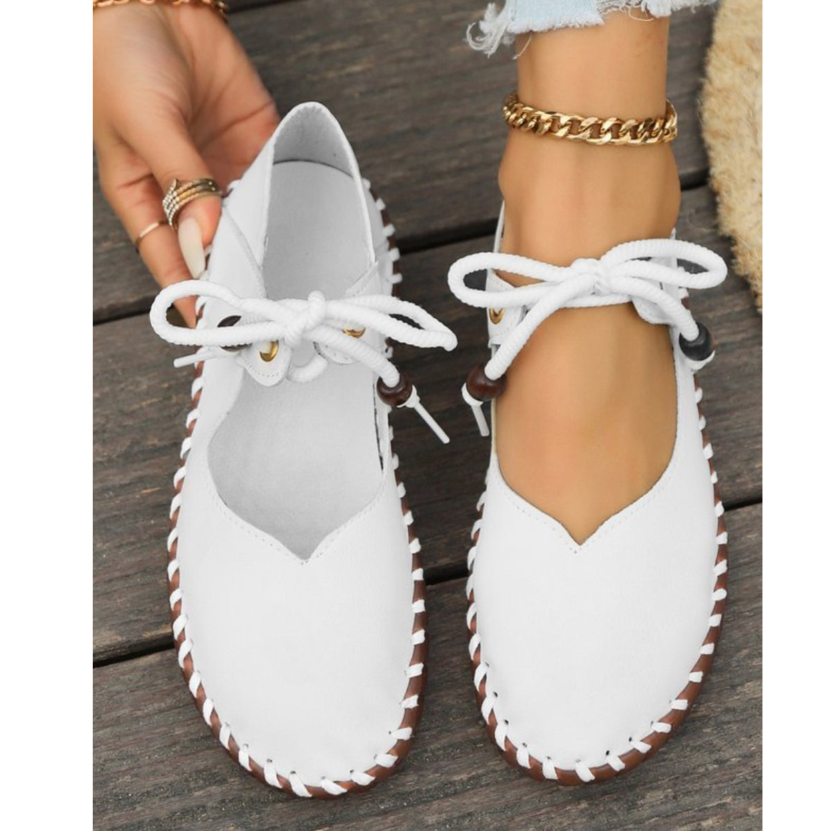 Vintage British Round Toe Women's PU Leather Shoes